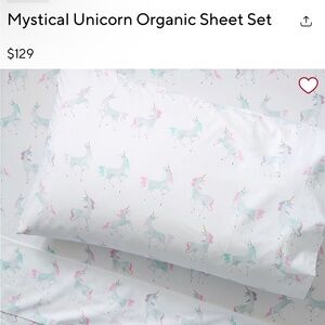 NWT Mystical Unicorn Organic Sheet Set - White